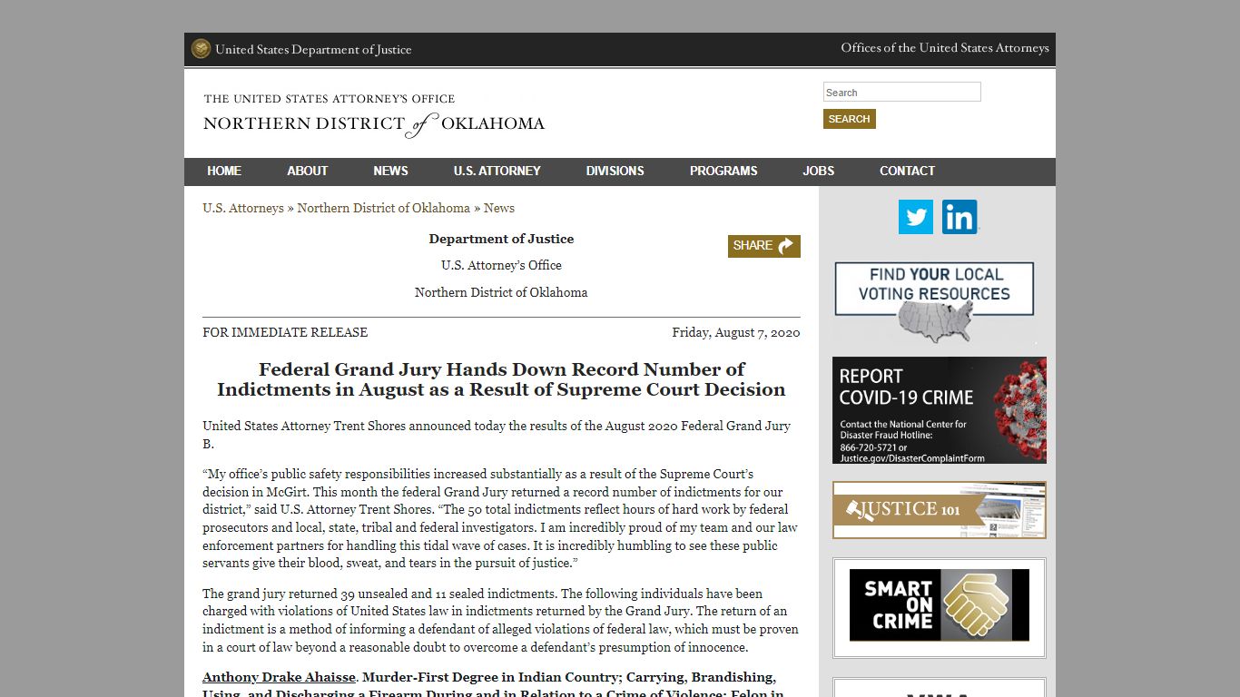 Federal Grand Jury Hands Down Record Number of Indictments in August as ...