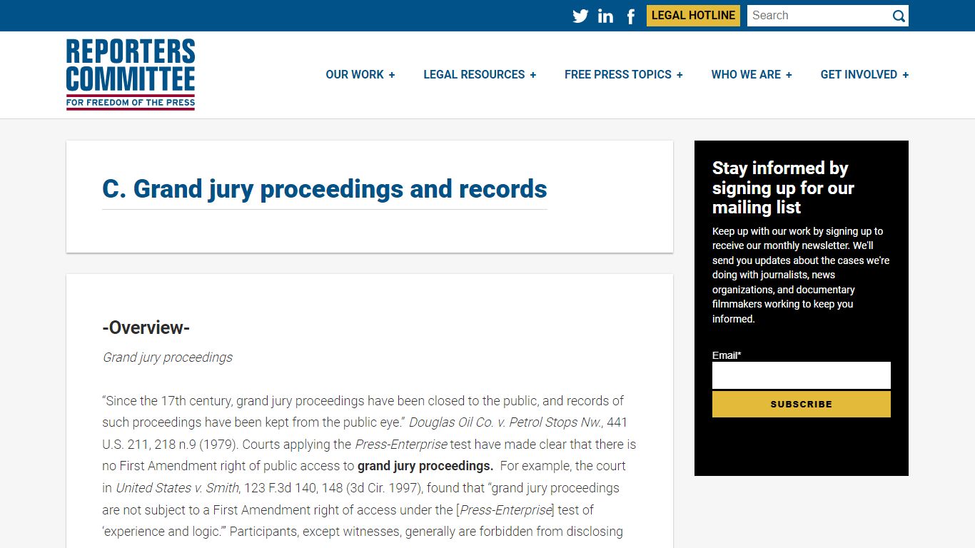 C. Grand jury proceedings and records - The Reporters Committee for ...