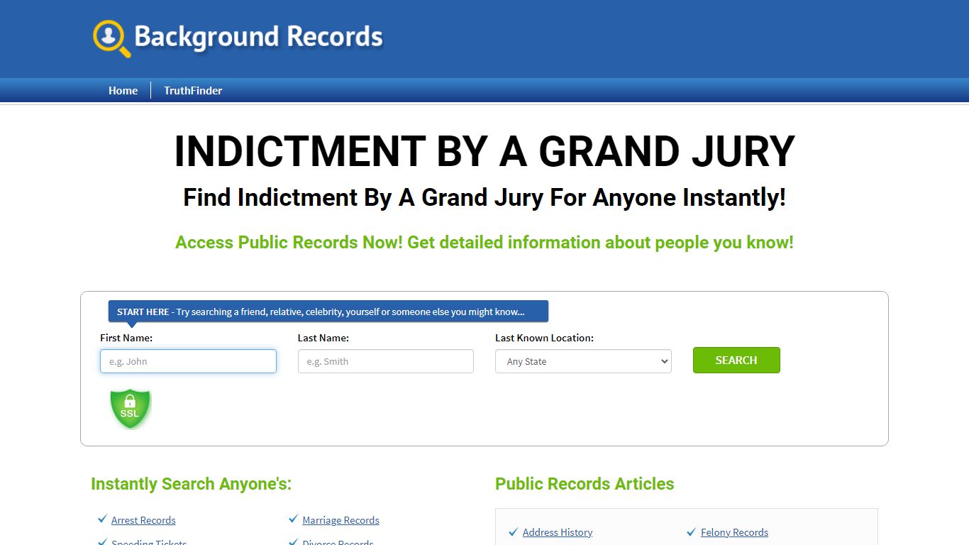 Find Indictment By A Grand Jury For Anyone Instantly! - Background Records