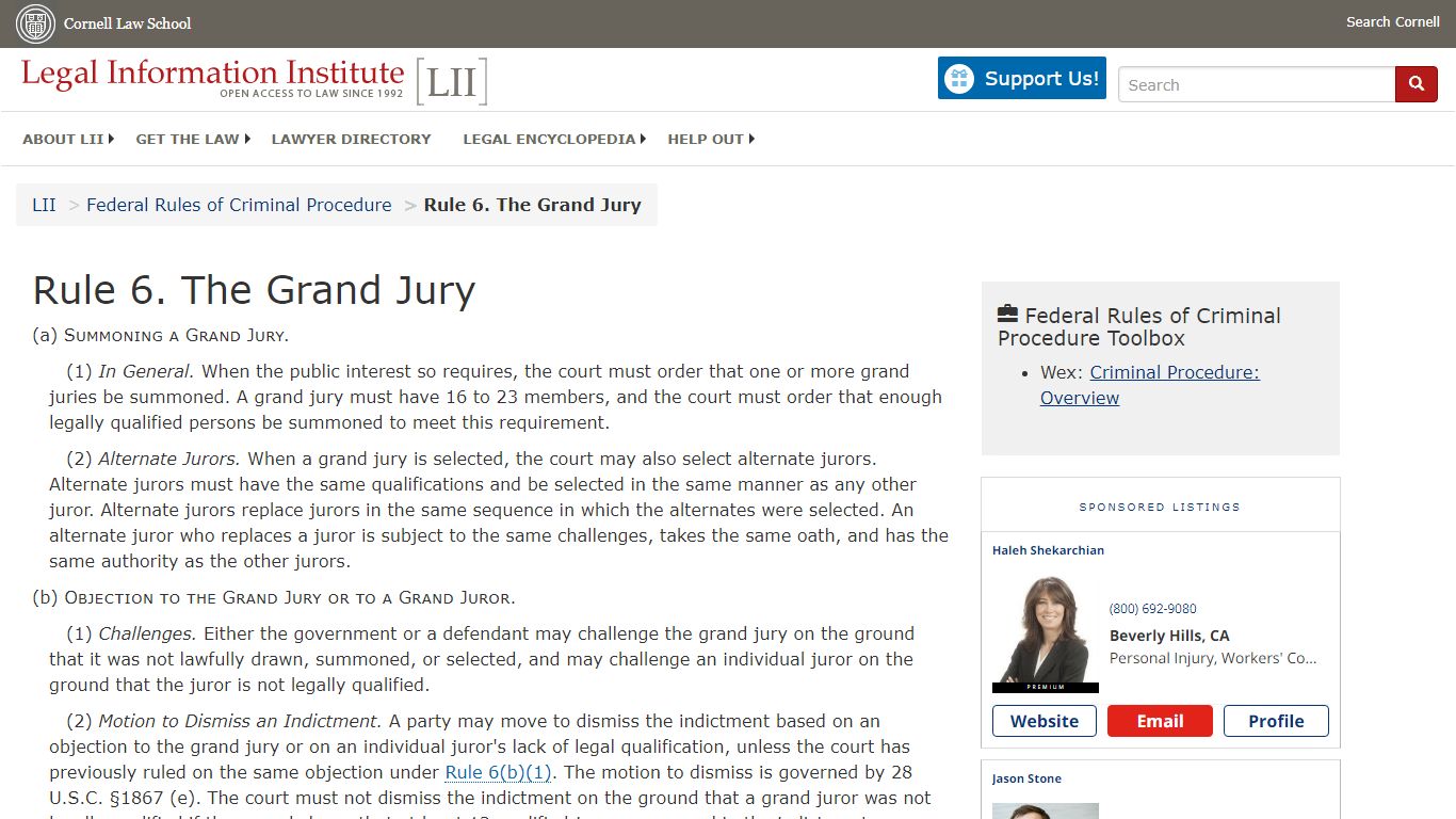 Rule 6. The Grand Jury | Federal Rules of Criminal Procedure | US Law ...